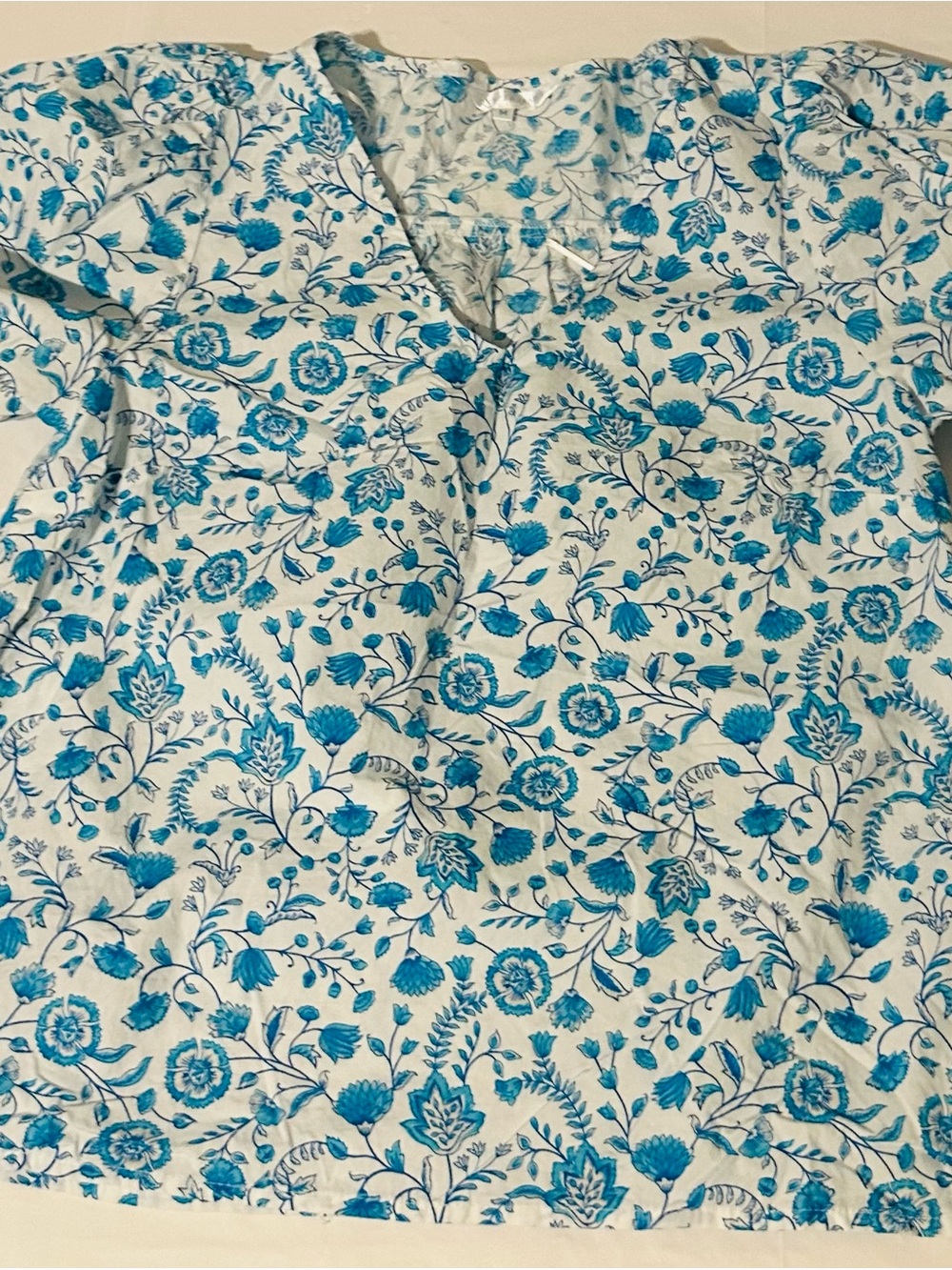 Draper James Blue Floral Cotton Blouse